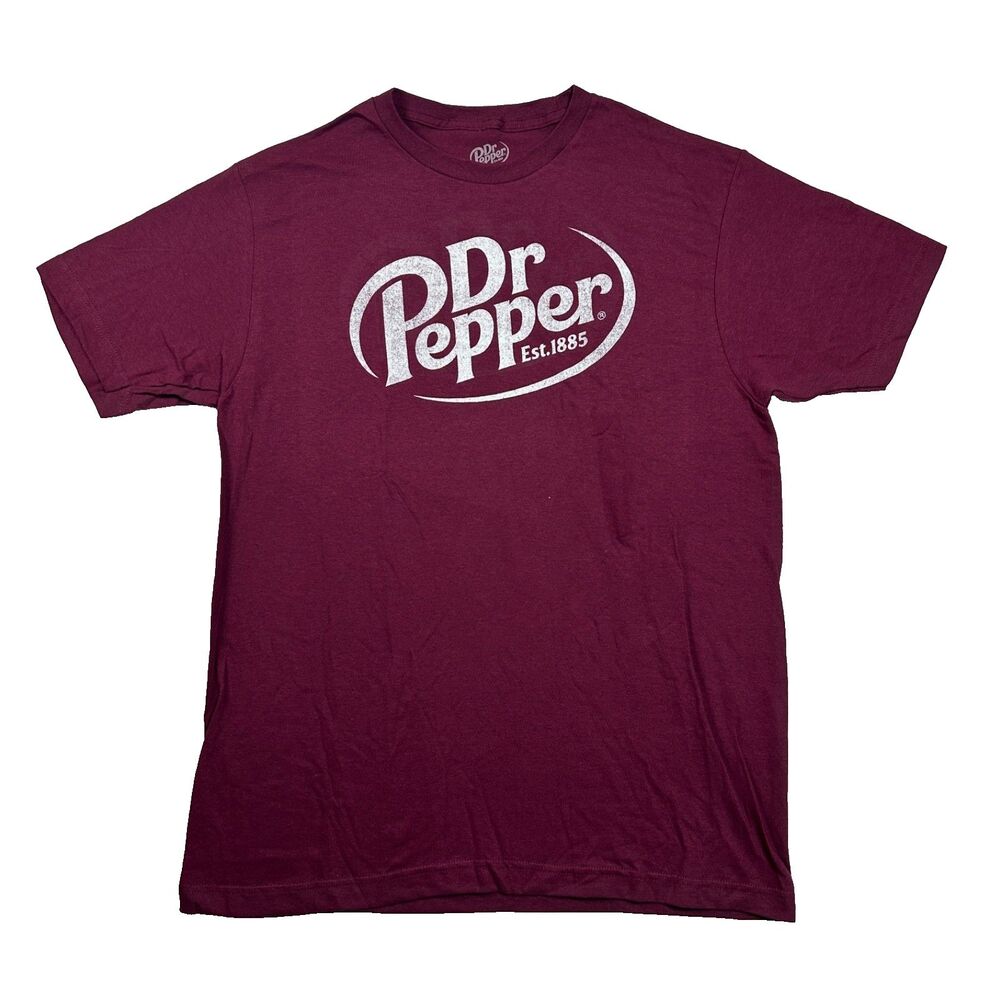 NWT Dr Pepper Shirt Mens Large Maroon Graphic Tee Est 1885 Soda Pop Bioworld L